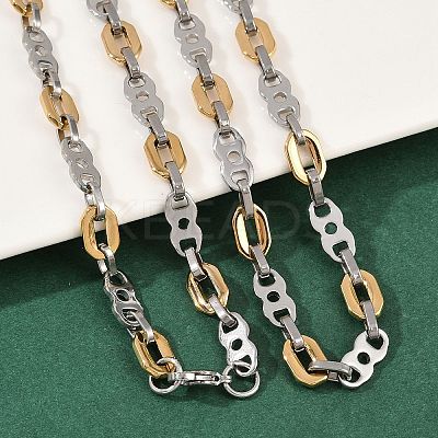 201 Stainless Steel 8 & Oval Link Chain Necklaces for Women NJEW-B143-03GP-1