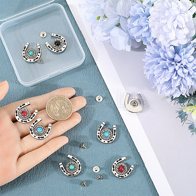 8 Sets 4 Colors Zinc Alloy & Resin Coin Screw Rivet FIND-CP0001-89-1