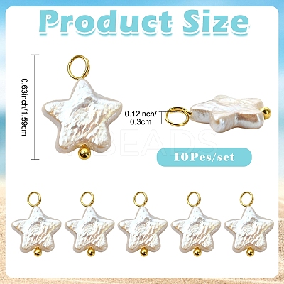10Pcs Natural Nucleated Baroque Keshi Pearl Pendants PALLOY-YW00106-1