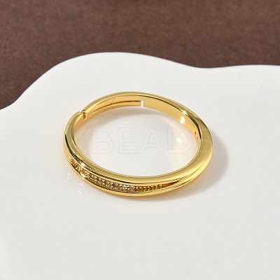 Brass Micro Pave Cubic Zirconia Finger Rings RJEW-H258-02G-1