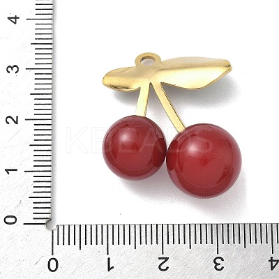 304 Stainless Steel with Acrylic Cherry Pendants STAS-G362-05G-01-1