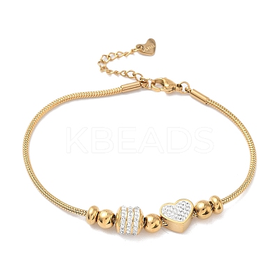 European Style Polymer Clay Rhinestones & 201 Stainless Steel Beaded Bracelets BJEW-G765-01G-01-1