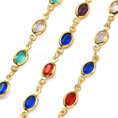 Brass Glass Oval Link Chains CHC-R001-02G-02-1