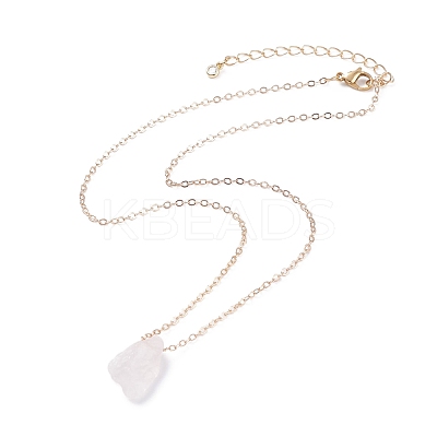 Irregular Raw Natural Gemstone Pendant Necklace with Brass Chain for Women NJEW-JN03832-1