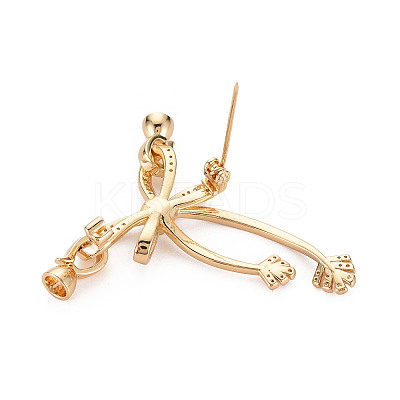 Brass Micro Pave Clear Cubic Zirconia Brooch Findings KK-S356-612-NF-1