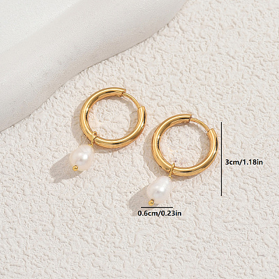 Stainless Steel Teardrop Hoop Earrings WK1749-1
