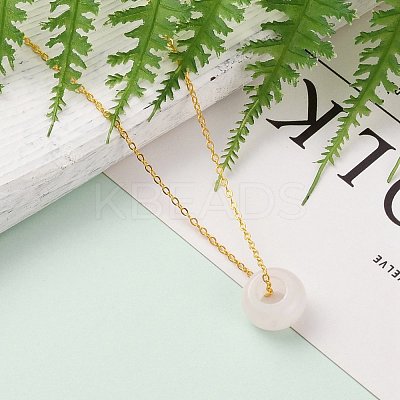 Rondelle Natural Rose Quartz Pendant Necklaces NJEW-JN03237-02-1