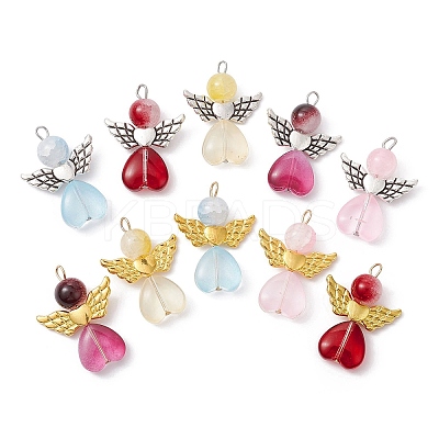 10Pcs 10 Color Glass Beaded Pendant PALLOY-JF02272-1