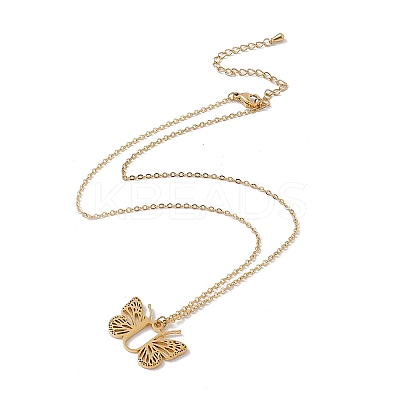 Initial Letter with Butterfly Pendant Necklace NJEW-C026-01G-U-1