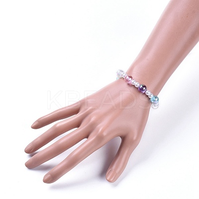 Transparent Acrylic Imitated Pearl  Stretch Kids Bracelets BJEW-JB04575-1