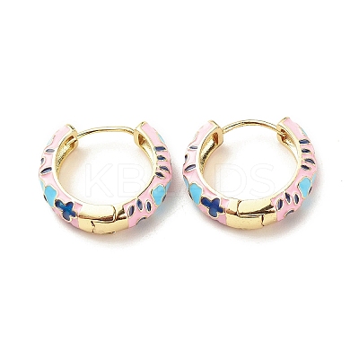 Flower Enamel Hoop Earrings LS-EJEW-G290-02G-B-1