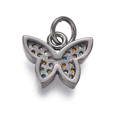Brass Micro Pave Cubic Zirconia Charms LS-ZIRC-I032-59B-1