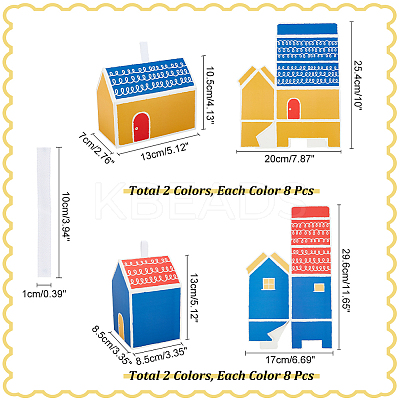 32Pcs 4 Styles House Shaped Cardboard Paper Foldable Gift Boxes CON-NB0002-23-1