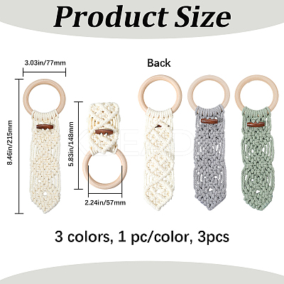 3Pcs 3 Colors Cotton Thread Weave Towel Rack AJEW-GF0011-75-1
