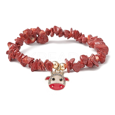 Natural Dyed Howlite Chips Stretch Bracelets BJEW-JB09754-02-1