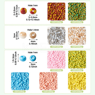 45G 9 Colors Two Tone Opaque Colours Glass Seed Beads SEED-TA0001-22-1