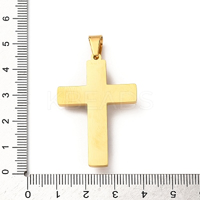 304 Stainless Steel Religion Jesus Cross Pendants STAS-F323-07PG-1