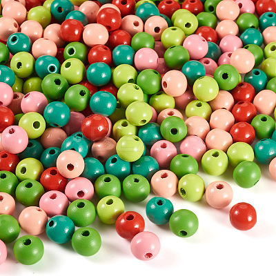240Pcs 6 Colors Natural Wooden Beads WOOD-TA0002-74E-1