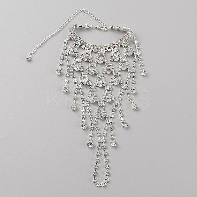 Crystal Rhinestone Chain Tassel Ring Bracelet BJEW-WH0012-06S-1