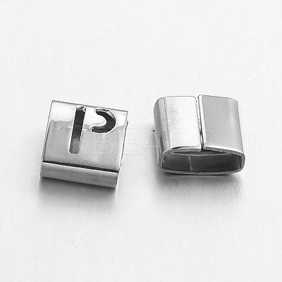 Tarnish Resistant Letter Style 201 Stainless Steel Square Slide Charms STAS-L132-24-1