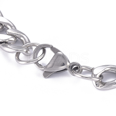 Tarnish Resistant 304 Stainless Steel Figaro Chain ID Bracelets BJEW-G631-05P-1