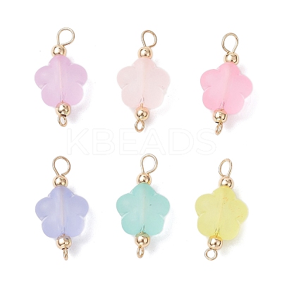 Transparent Frosted Acrylic Flower Links Connector Charms PALLOY-JF03906-S-1