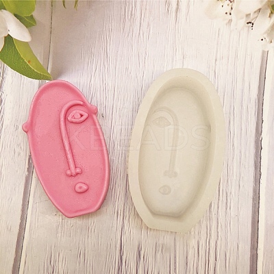 3D Abstract Lady Face Candle Making Molds X-DIY-P052-04-1