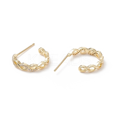 Cubic Zirconia Infinity Stud Earrings EJEW-B014-20G-1