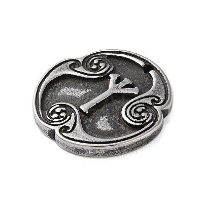 Rune Letters Alloy Pendants PALLOY-S193-01AS-15-1
