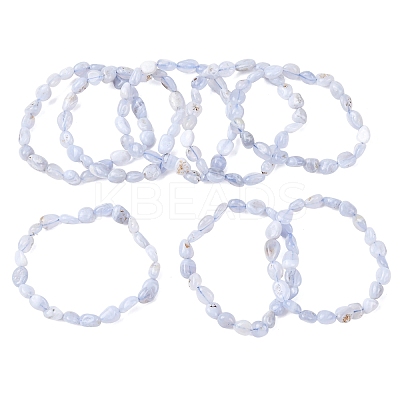 Natural Blue Lace Agate Beaded Stretch Bracelets BJEW-F414-02B-12-1
