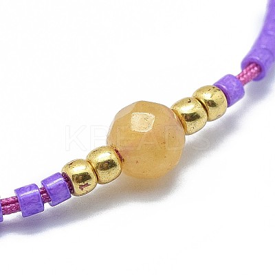 Adjustable Natural Yellow Aventurine Braided Bead Bracelets BJEW-F391-A17-1