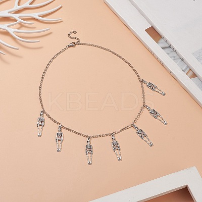 Tibetan Style Alloy Skeleton Pendant Necklace NJEW-JN04232-1