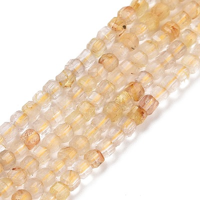 Natural Gold Rutilated Quartz Beads Strands G-C009-B17-1