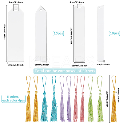 DIY Bookmark Making Kits. with Transparent Acrylic & Polyester Tassel Decoration DIY-SP0001-92E-1