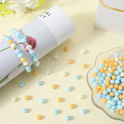 500Pcs Rubberized Style Imitated Silicone Acrylic Beads OACR-SP0001-33F-1