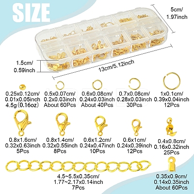 DIY 304 Stainless Steel Open Jump Rings & Alloy Lobster Claw Clasps & Folding Crimp Ends Jewelry Making Findings Kits DIY-FS0008-14-1