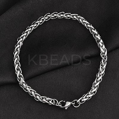 Tarnish Resistant 304 Stainless Steel Wheat Chains Bracelets BJEW-O091-04P-1