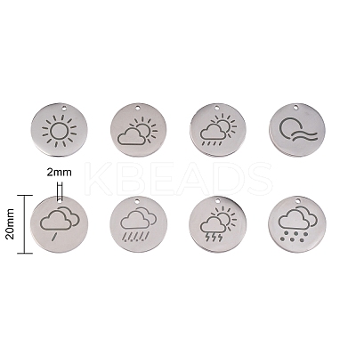 8Pcs 8 Styles 304 Stainless Steel Weather Pendants FIND-SZ0001-008P-1