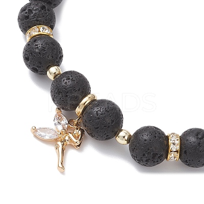 Fairy Brass Micro Pave Cubic Zirconia Charm Bracelets BJEW-JB12701-1