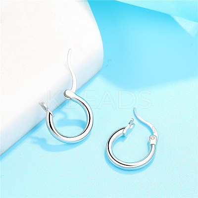Rhodium Plated 925 Sterling Silver Hoop Earrings JE835A-01-1