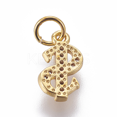 Brass Micro Pave Cubic Zirconia Charms ZIRC-E161-02G-1