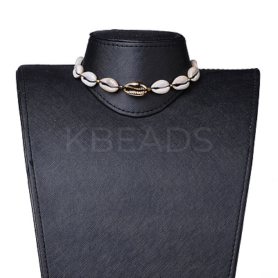 Cowrie Shell Braided Choker Necklaces NJEW-JN02387-01-1