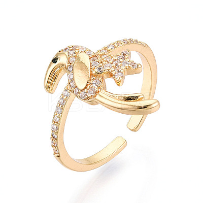 Brass Micro Pave Cubic Zirconia Cuff Rings for Women KK-T071-60G-1