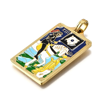 Tarot 304 Stainless Steel Enamel Pendants STAS-M119-07M-G-1
