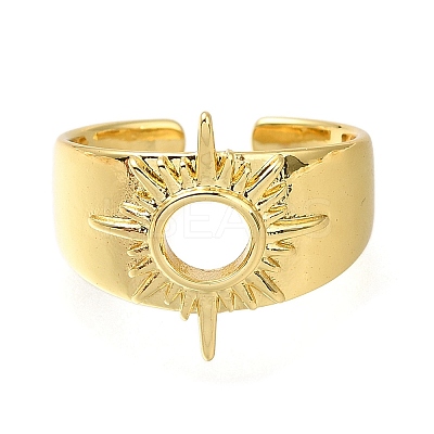 Rack Plating Brass Open Cuff Rings for Women RJEW-M022-25G-1