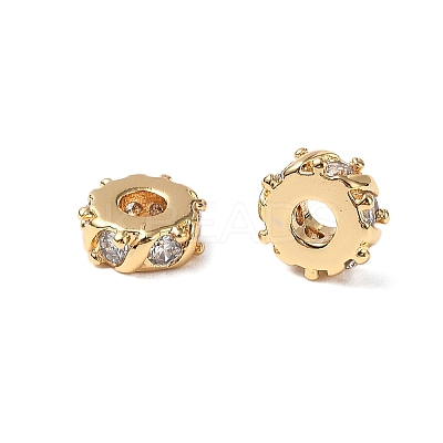 Brass Micro Pave Cubic Zirconia Beads KK-A259-02G-1