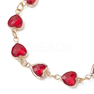 Heart K9 Glass & 304 Stainless Steel Link Bracelets for Women BJEW-JB10612-1