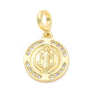 Brass Clear Cubic Zirconia European Dangle Pendants KK-D325-28G-06-1