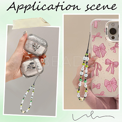 2Pcs Resin Beaded Mobile Phone Lanyard Wrist Strap HJEW-GF0001-47A-1