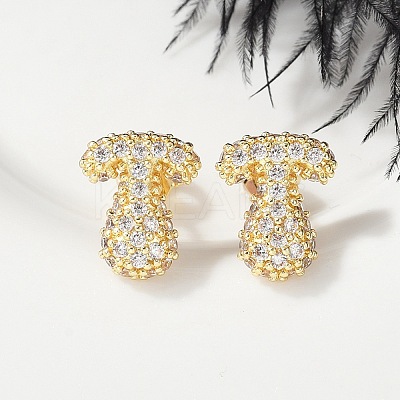 Brass Micro Pave Cubic Zirconia Stud Earrings EJEW-Z091-04G-T-1